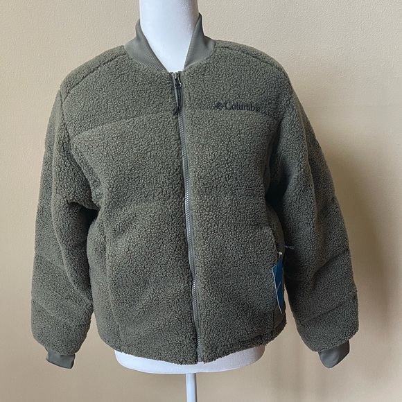 NWT COLUMBIA PUFFECT SHERPA BOMBER JACKET MSRP $190 OLIVE GREEN - Picture 5 of 17